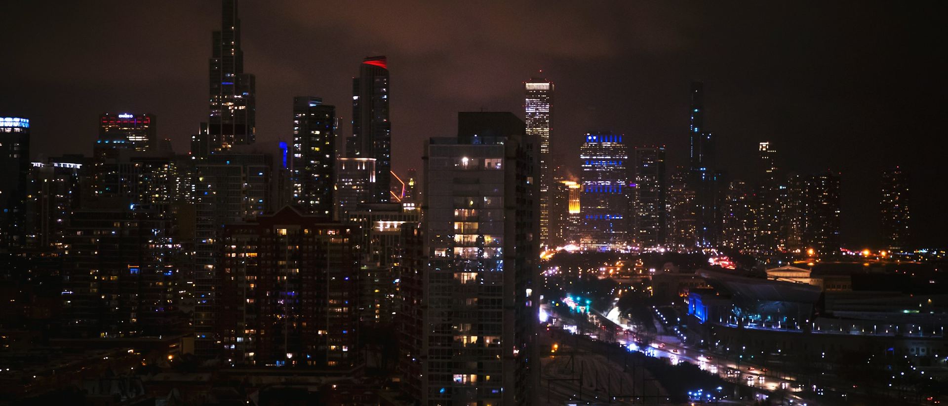 The Chicago skyline at night